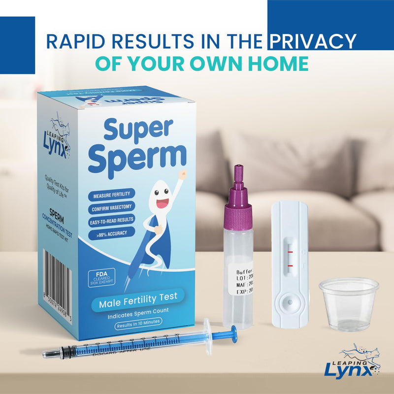 Super Sperm Check Male Fertility Test Kit, WHO-Recommended Sensitivity, Shows Normal or Low Sperm Count, at Home Sperm Test Clear Results in Minutes, Sperm Health Vasectomy Test Kit