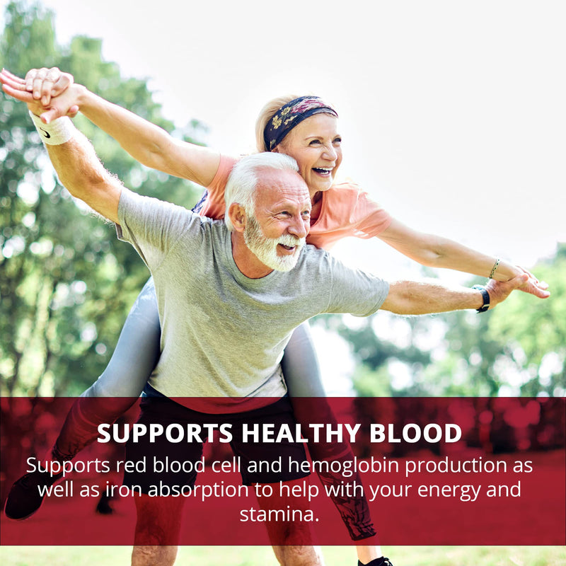 Natural Blood Builder Iron Supplement and Support for Healthy RBC & Oxygen Levels and Red Blood Cells Production for Women and Men - 60 Pills 60 Count (Pack of 1)