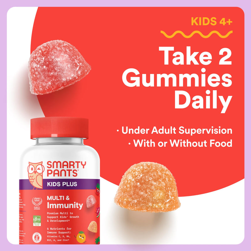 SmartyPants Kids Daily Nutrition & Immunity Bundle: Multivitamin + Multi & Immunity Gummies with Vitamins C, D3, B12, A & Zinc – Gluten Free, Non-GMO, 60 Count Each (Pack of 2)