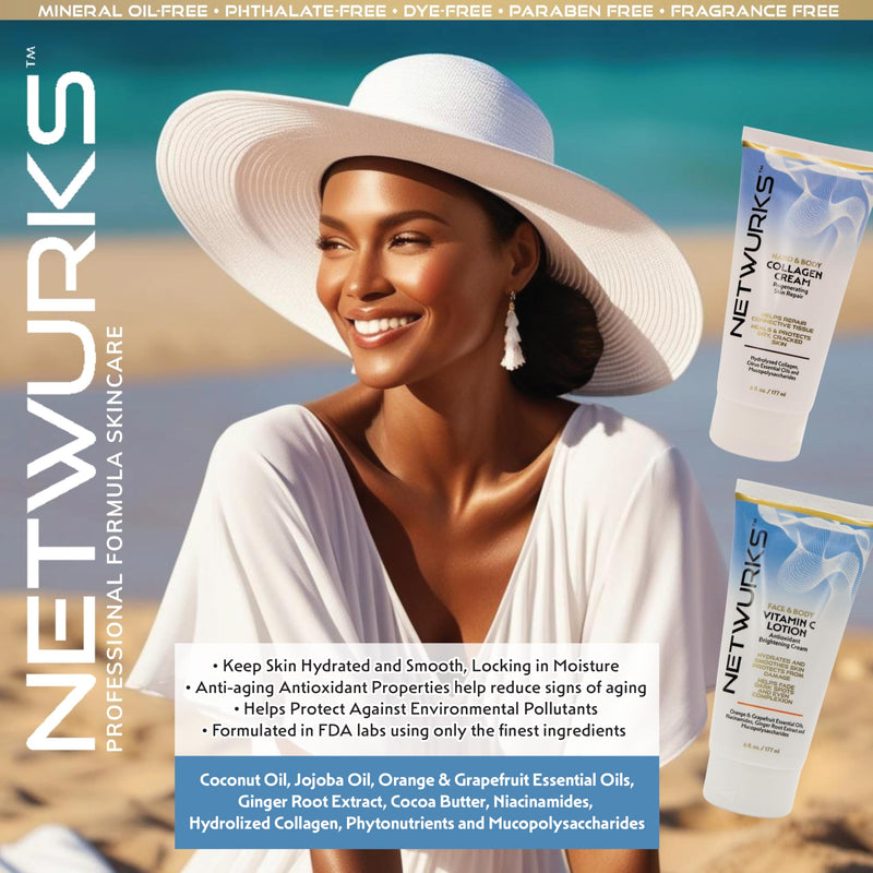 Vitamin C Lotion, Antioxident Cream for Face & Body, Smoothes & Hydrates Skin, Helps Reduce Blemishes, Fine Lines, & Wrinkles, 6 Fl Oz