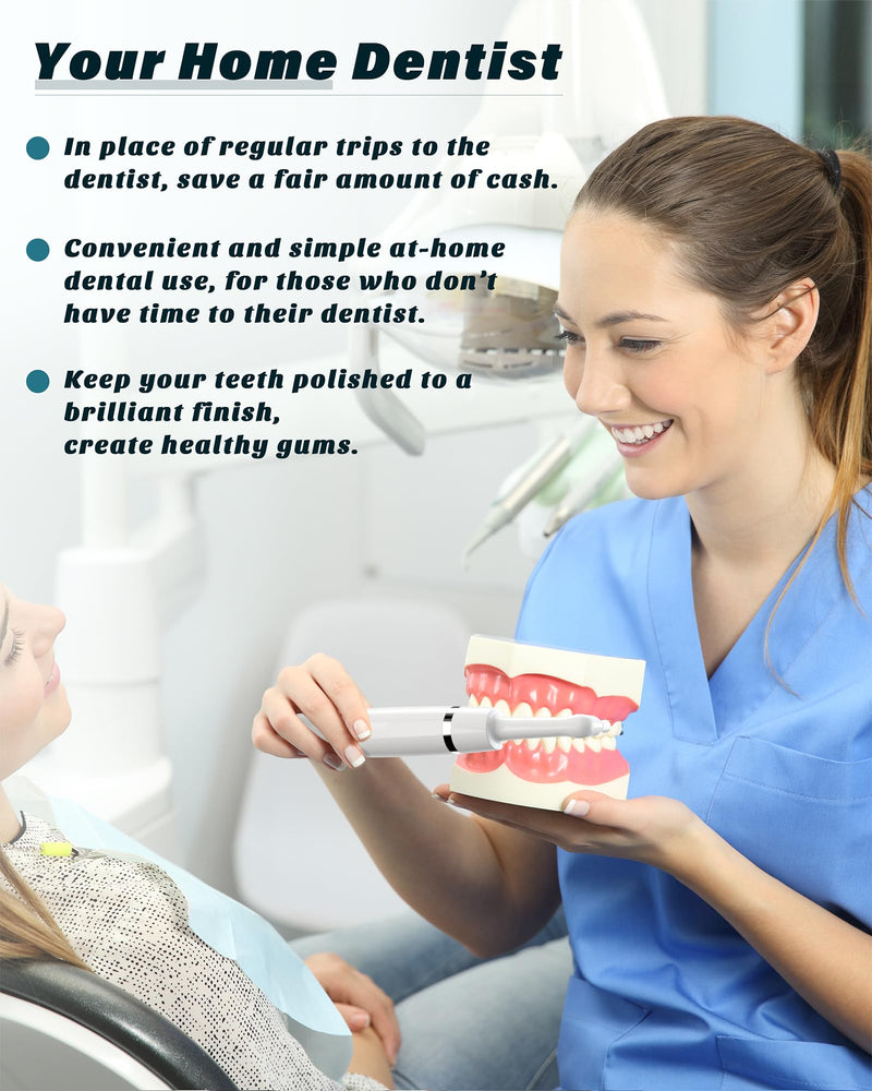 [Australia] - Tooth Polisher, Rechargeable Tooth Whitening Kit for Teeth Cleaning and Whitening, with 3 Tooth Polish Paste and 5 Brush Heads, LED Light, Easy to Use at-Home Personal Dental Care Kit White 