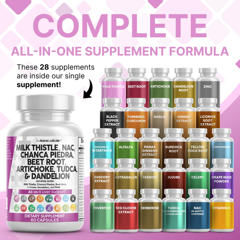 [Australia] - Clean Nutraceuticals Milk Thistle NAC Chanca Piedra Beet Root Artichoke Dandelion Root - Liver Cleanse Detox & Repair Supplement Plus TUDCA Choline & Ginger 60 Count 1 