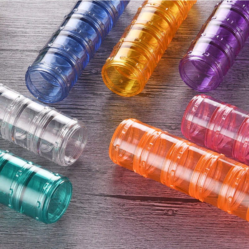 Stacking Pill Box Vitamin Organizer 7 Day Travel Case Holder Container (Multicolor, S) Multicolor