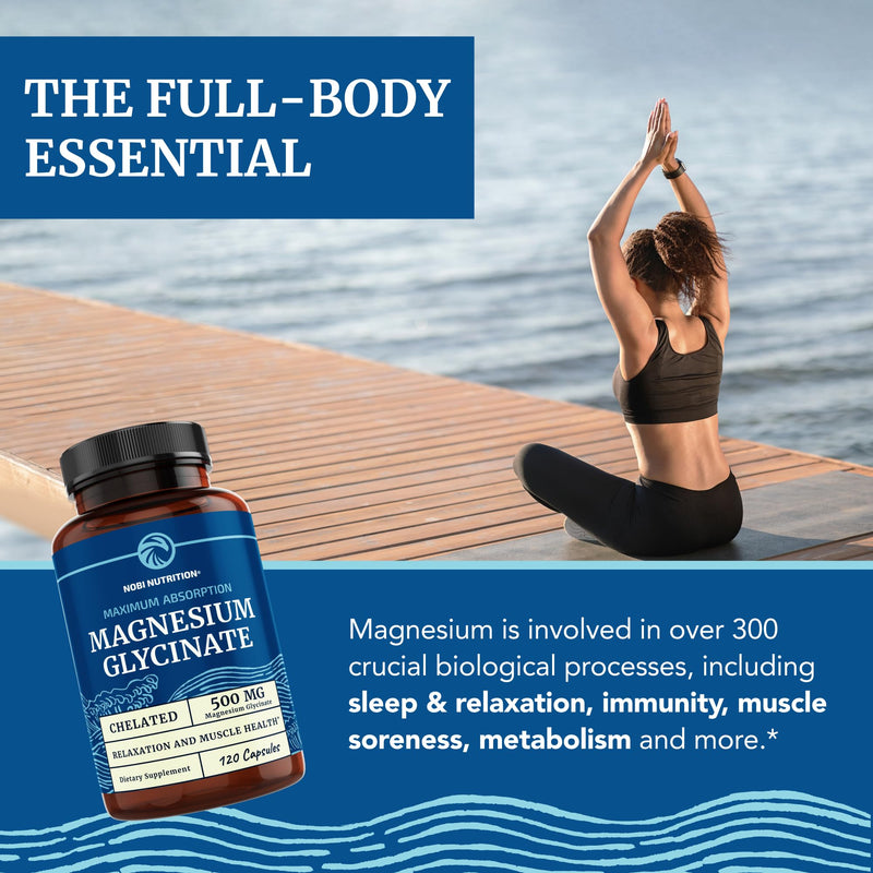 [Australia] - Magnesium Glycinate 500mg | Chelated for Muscle Relaxation, Bones, Heart, Nerve, Sleep & Calm Support for Women & Men | High Absorption Magnesium Chelate Supplement & Bisglycinate Complex | 120ct 