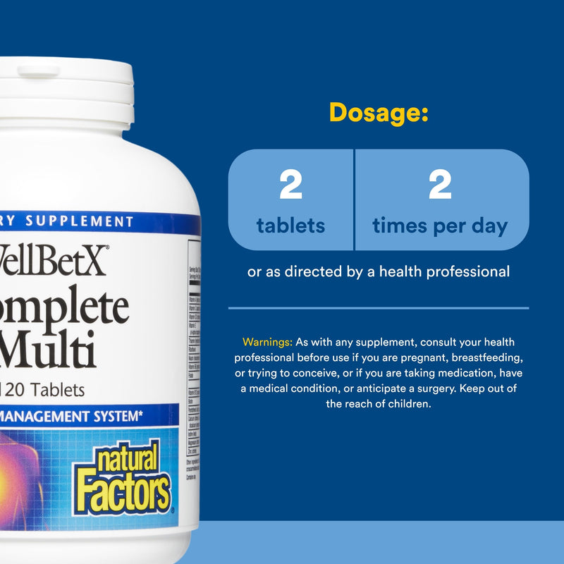 WellBetX Complete Multi by Natural Factors, Supports Healthy Carbohydrate Metabolism, 120 tablets, 120 Tablets
