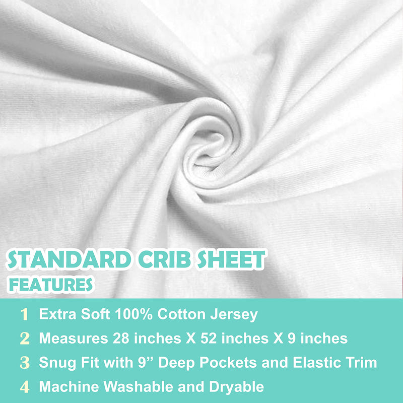 [Australia] - American Baby Company 2 Pack Fitted Crib Sheets 28" x 52", Soft Breathable Neutral 100% Cotton Jersey Sheet, White, for Boys and Girls, Fits Crib and Toddler Bed mattresses 