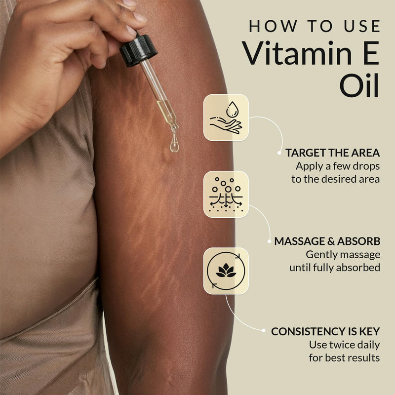 Vitamin E Oil - Botanical Complex – D-Alpha Tocopherol with Wheat Germ, Sweet Almond & Sunflower Oils for Skin & Hair – Cold Pressed Beauty Oil - 1 Fl Oz