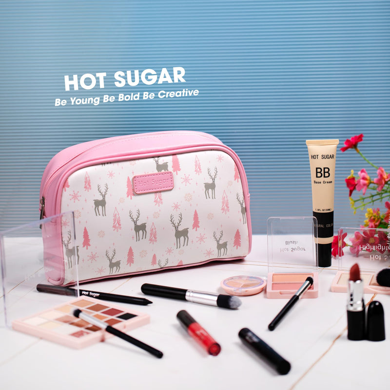 [Australia] - Hot Sugar Travel Makeup Kit All in One, Makeup Kit for Women Full Kit, Makeup Gift Set for Beginners and Professionals with Cosmetic Bag (Pink) Pink 