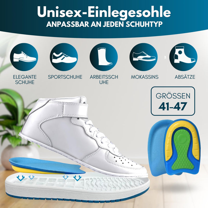 [Australia] - Set of 4 Heel Spur Insoles to Correct Heel Spurs and Plantar Fasciitis - Silicone Shoe Insoles for Men and Women - Gel Insoles for Spurs - Unisex (L (41-47)) L (41-47) 
