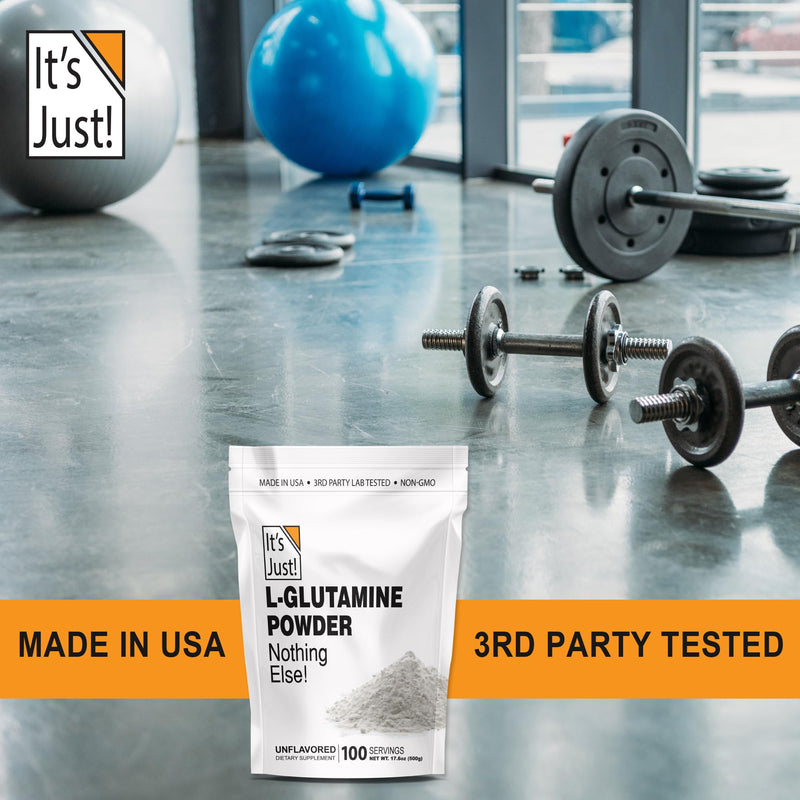 [Australia] - It's Just! - L-Glutamine Powder, Unflavored, Amino Acid, Faster Muscle Recovery, Leaky Gut, Digestive Support (500 Grams / 100 Servings) 100 Servings (Pack of 1) 