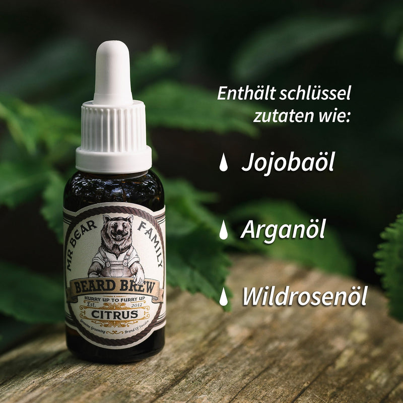 [Australia] - Mr Bear Family Beard Oil Men - Citrus - nourishes and supports beard growth - nutritious beard care oil with jojoba and argan oil - Beard Oil Man - Moisturizer Beard Oil for Men 60ml Citrus 60 ml (pack of 1) 