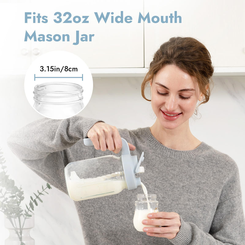 [Australia] - Papablic 32oz Formula Mixing Pitcher Lid, Breastmilk Pitcher Mixing Handle & Flip Locking Spout for Mixing Formula/Breastmilk/Protein Powder/Coffee, Blue Blue Lid 