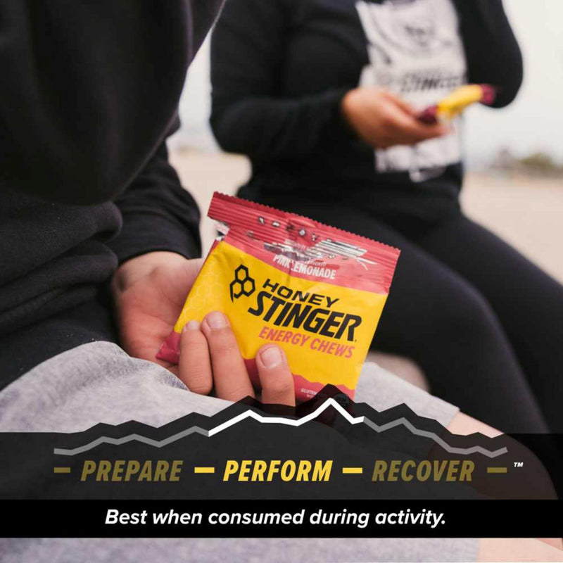 [Australia] - Honey Stinger Organic Pink Lemonade Energy Chew | Gluten Free & Caffeine Free | For Exercise, Running and Performance | Sports Nutrition for Home & Gym, Pre and Mid Workout | 12 Pack, 21.6 Ounce 1.8 Ounce (Pack of 12) 