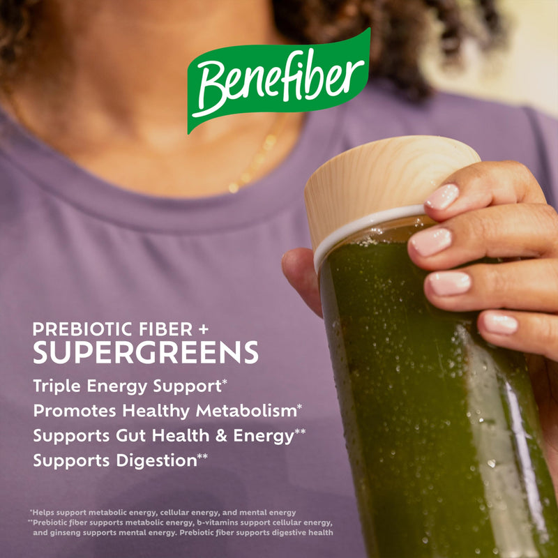 [Australia] - Benefiber Prebiotic Fiber + Supergreens Dietary Supplement Powder, Watermelon Lemonade Flavor, 8.8 oz (250g) 
