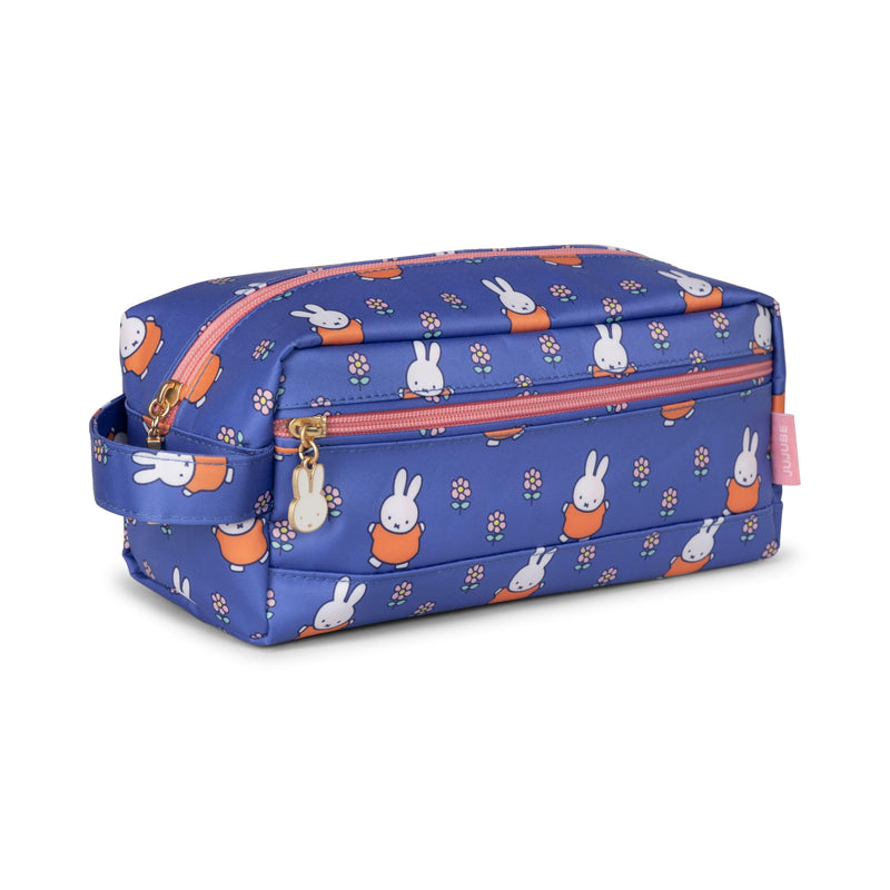 JuJuBe Miffy Flower Fields Travel Makeup Bag for Women, Portable Cosmetic Toiletry Bag, Zipper Makeup Organizer Pouch for Skincare, Brushes & Accessories
