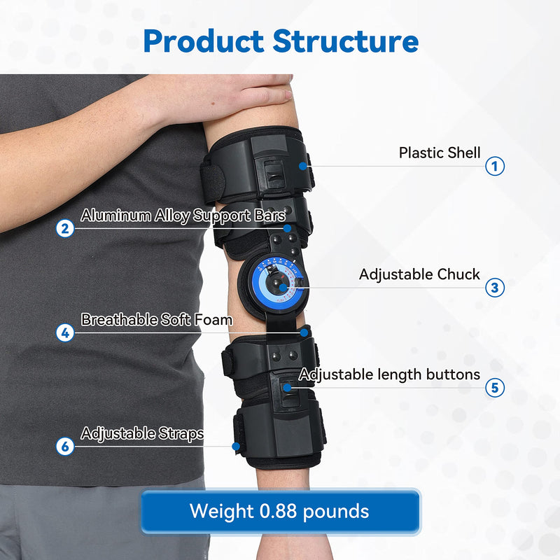 [Australia] - Orthomen Hinged ROM Elbow Brace, Adjustable Post OP Elbow Brace Stabilizer Splint Arm Injury Recovery Support After Surgery Fracture Rehabilitation (Left) Left 