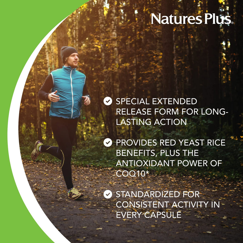 [Australia] - Natures Plus Herbal Actives Red Yeast Rice 600mg & CoQ10 100mg, Extended Release - 30 Vegan Tablets - Maximum Potency Supplement, Antioxidant - Vegetarian, Gluten-Free - 30 Servings 1 