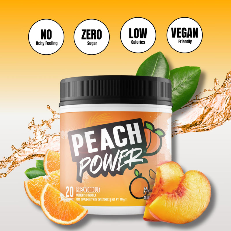 Women's Formula Pre-Workout - Natural Energy & Focus Supplement, Zero Sugar, Complete with Magnesium and Vitamin B6 & B12, 300g, 20 Servings (Orange & Peach) Orange & Peach