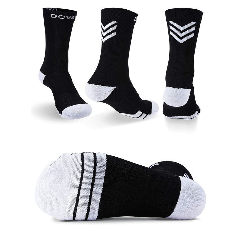 DOVAVA Dri-tech Compression Crew Socks (4/6 Pairs), Comfort Boost Circulation Large-X-Large Black (4 Pairs)