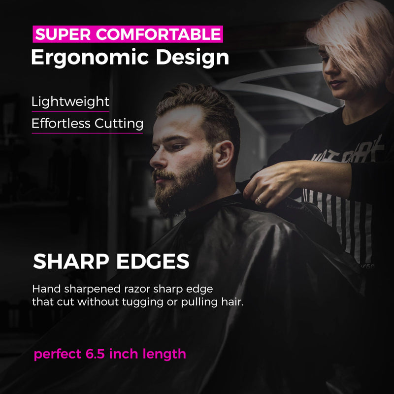 Suvorna Hair Scissors Professional with Thinning Shears for Hair Cutting | 6" Japanese Steel hair cutting scissors | Sharp Barber Scissors for Cutting and Layering | Hair Shears for Women and Men Pink