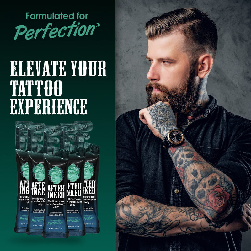 [Australia] - After Inked Tattoo Aftercare Non-Petroleum Jelly - With Grape Seed Oil, Essential for Tattoo Kit, PMU & Piercing Aftercare - Multipurpose Ointment - 7g Reclosable Packet (10-Pack) d) Packet: 0.24 Fl Oz (10 Units) 
