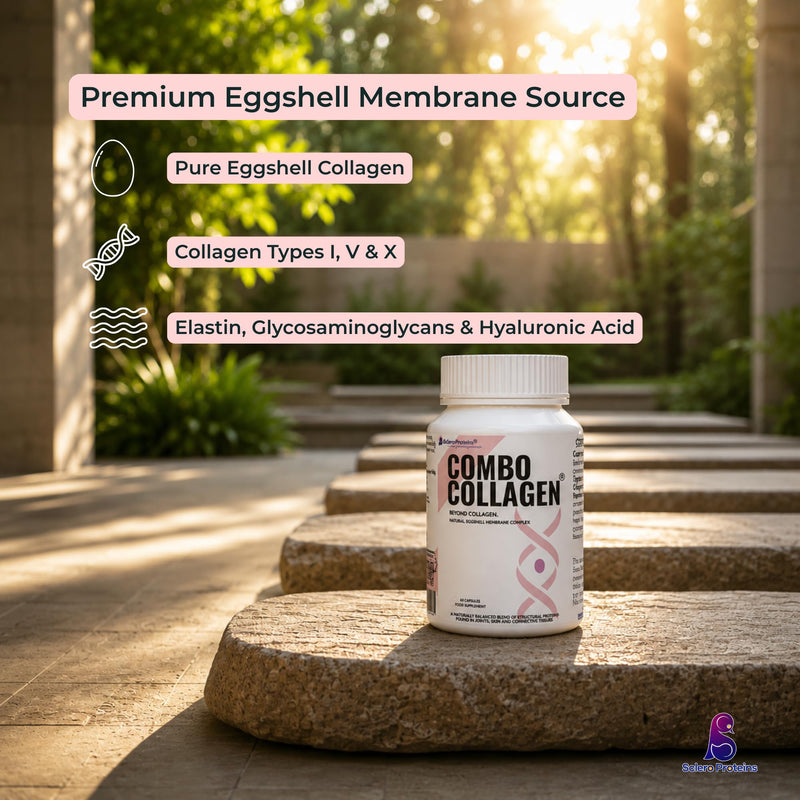 Combo Collagen® Premium Eggshell Membrane Collagen Capsules – Beauty from Within – Collagen Types I, V & X with Elastin & Glycosaminoglycans (GAGs) – 60 Capsules
