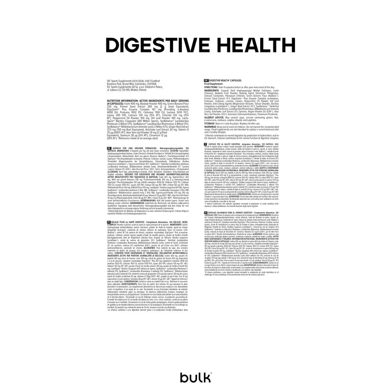Bulk Digestive Health Capsules, Chloride, Calcium, Lactase Enzymes, 120 Capsules, 30 Servings, Packaging May Vary