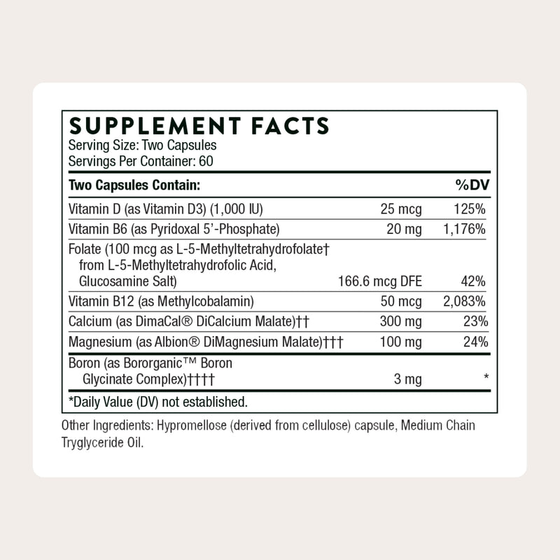 THORNE - Advanced Bone Support - Bone Health Supplement for Women & Men with Calcium, Magnesium, Vitamin D, B Vitamins, Folate & Boron* - Gluten, Dairy & Soy-Free - 120 Capsules