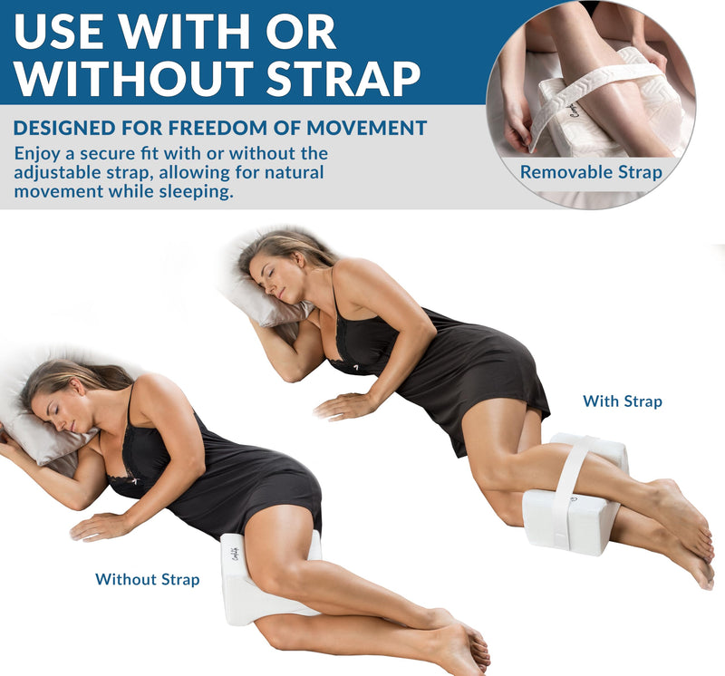 [Australia] - ComfiLife Knee Pillow for Side Sleepers – Cooling Leg Pillow for Side Sleeping – Knee Pillow with Strap for Hip Pain, Back Pain, Sciatica Pain Relief – Memory Foam Hip Pillow Contour Design 