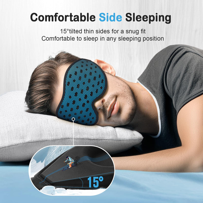 [Australia] - LitBear Breathable Sleep Mask, 3D Eye Mak Sleep for Side Sleepers Women Men, Light Blocking Sleeping Mask with Adjustable Strap, Soft Lightweight Eye Cover for Travel, Night Work, Nap, Office - Blue 