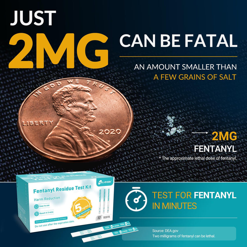 Fentanyl Test Strips, 5 ng/mL for Powders & Pills, 15 Pack | Reliable multi-tests for fentanyl screening, supporting community programs, recovery services, harm reduction initiatives