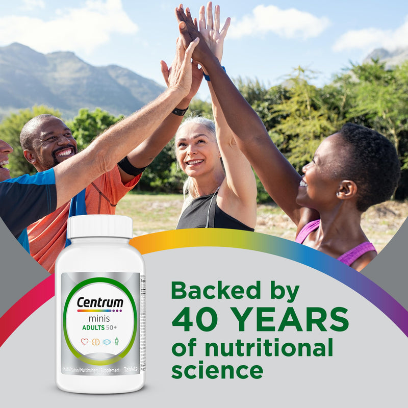 Centrum Minis Silver Multivitamin for Adults 50 and Over, 320 Tablets | Contains Vitamin D3, B Vitamins, Clinically Proven to Support Memory as You Age, GLP-1 Support Unflavored 320 Count (Pack of 1)