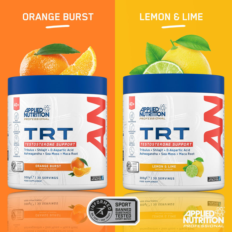 Applied Nutrition TRT for Men Over 40 | Zinc, Magnesium, D-Aspartic Acid, Maca, Ashwagandha & Sea Moss | Informed Sport – Lemon & Lime (300g – 30 Servings) 30 Servings (Pack of 1)
