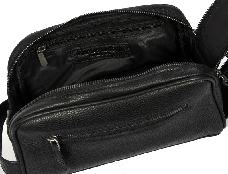 10" Premium Leather Toiletry Travel Pouch With Waterproof Lining | King-Size Handcrafted Vintage Dopp kit By Aaron Leather Goods (Jade Black) Jade Black