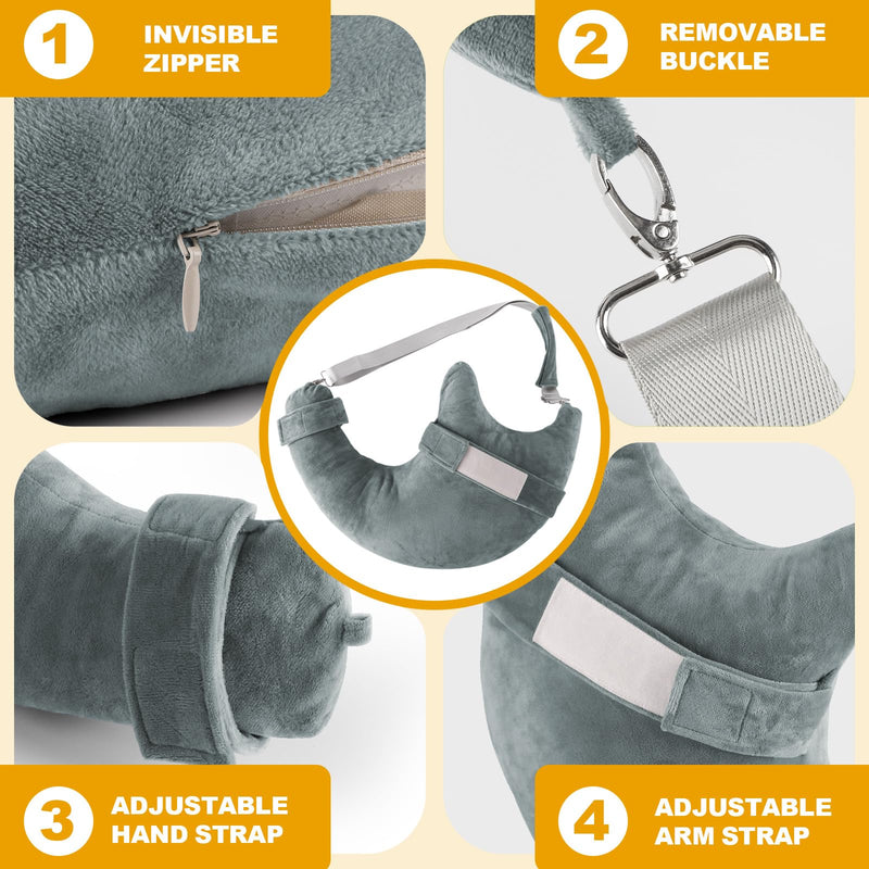 [Australia] - Shoulder Surgery Pillow Rotator Cuff Pillow with Strap Arm Pillow Shoulder Pillow for Shoulder Pain Arm Pillows for Adults After Surgery Rotator Cuff Surgery Recovery Pillow Grey L Large 
