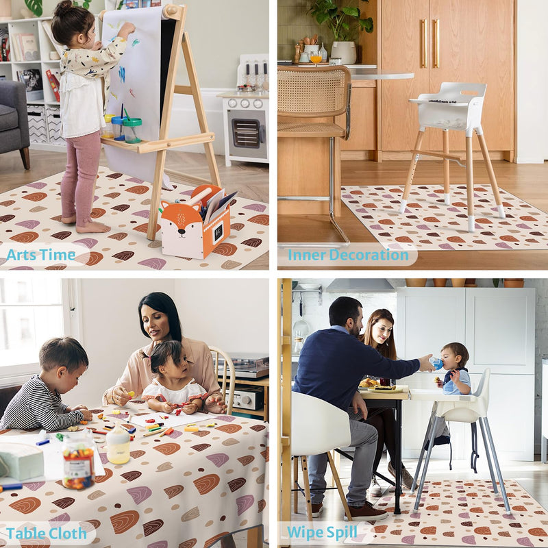 [Australia] - Blissful Diary Baby Splat Mat for Under High Chair, 51 x 51 Inch Boho Splash, Waterproof and Washable Spill Mat, Anti-Slip Floor Protector Boho Rainbow 