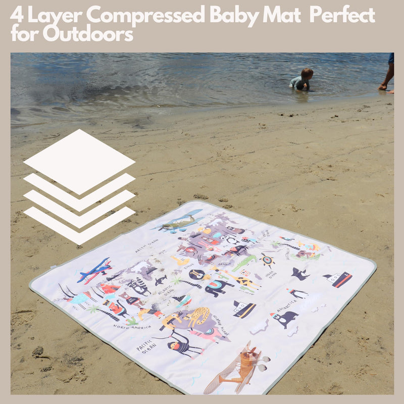 [Australia] - BABYBOET Splat Mat for Baby ‚Äì Under High Chair Floor Mat Protects Wood, Vinyl and Carpet from Spills ‚Äì Waterproof 4 Layer Baby Mat with Anti-Skid Backing Deters Bunching and Sliding (51‚Äù x 51‚Äù) Animals World Map 
