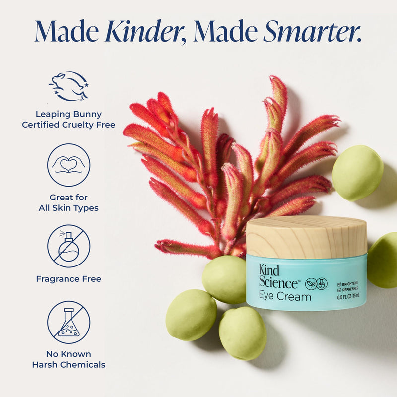Kind Science by Ellen DeGeneres Eye Cream - Under Eye Cream for Wrinkles Noticably Smooths & Moisturizes - Anti Aging with Hyaluronuic Acid, Vitamin C - Fragrance Free, Paraben Free, 0.5 fl oz