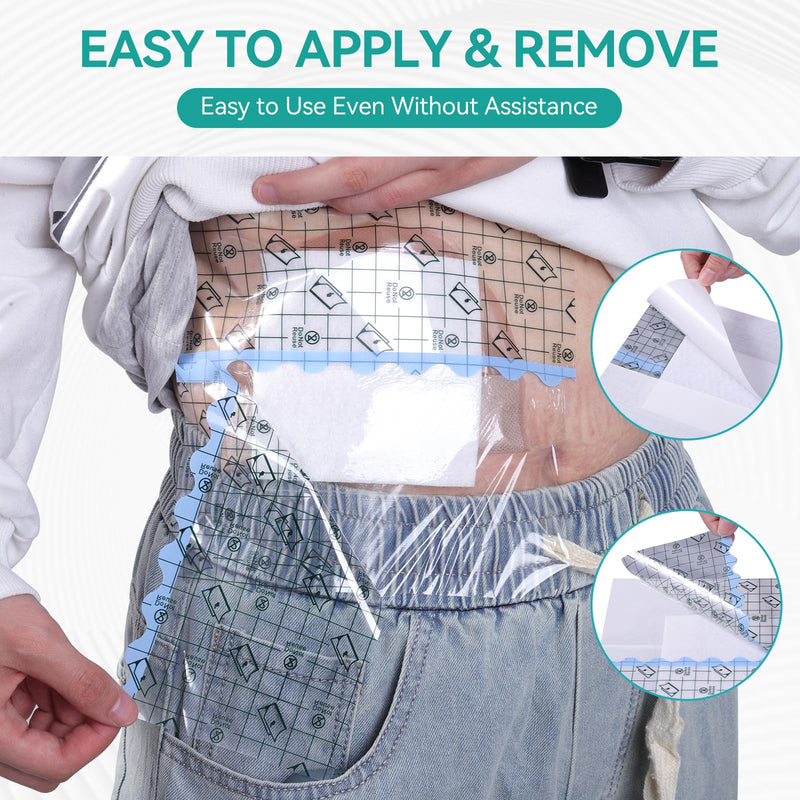 [Australia] - Waterproof Ostomy Bag Shower Cover, Stoma Shower Shields, Adhesive Bandage - No Glue On The Center of The Patch, Colostomy Ilostomy Urlostomy Bathing Bags, Waterproof Dialysis Catheter Cover, 14pcs 