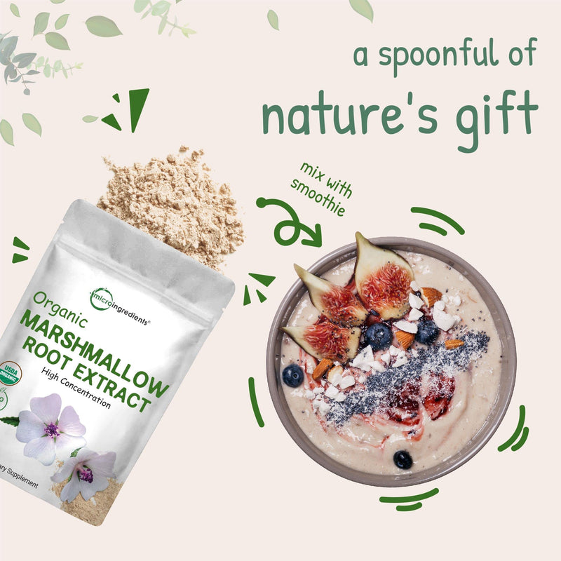 [Australia] - Micro Ingredients Organic Marshmallow Root Powder, 8 Ounce, Filler Free and Traditionally Used, Supports Digestive Gastrointestinal Health, Non-Irradiated and No GMOs, Vegan Friendly 