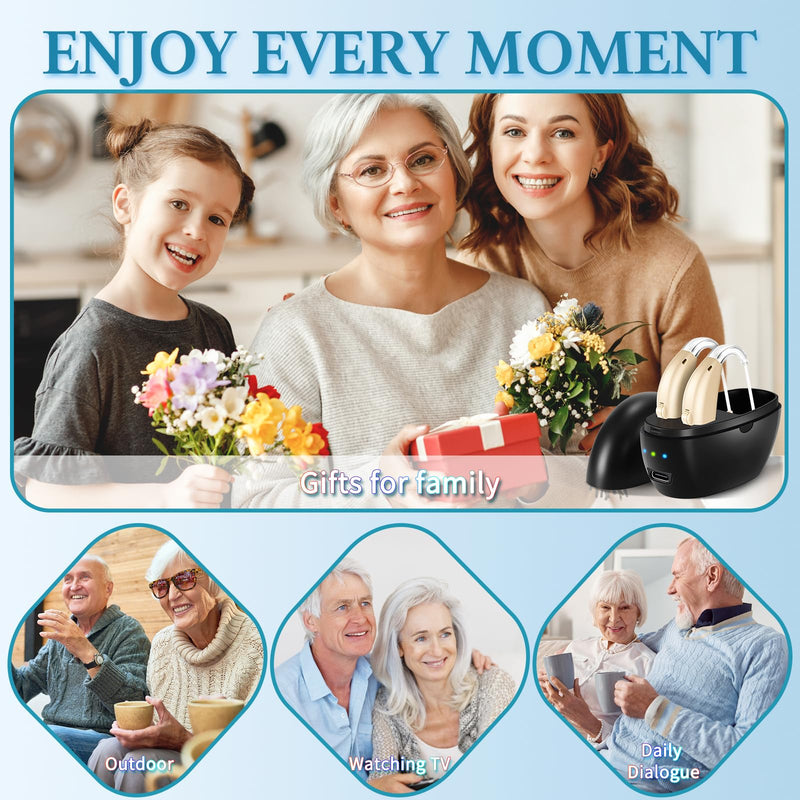 [Australia] - Hearing Aids, Hearing Aids for Seniors with Noise Cancelling and Volume Control, Rechargeable Hearing Aids for Hearing Loss with Charging Case 