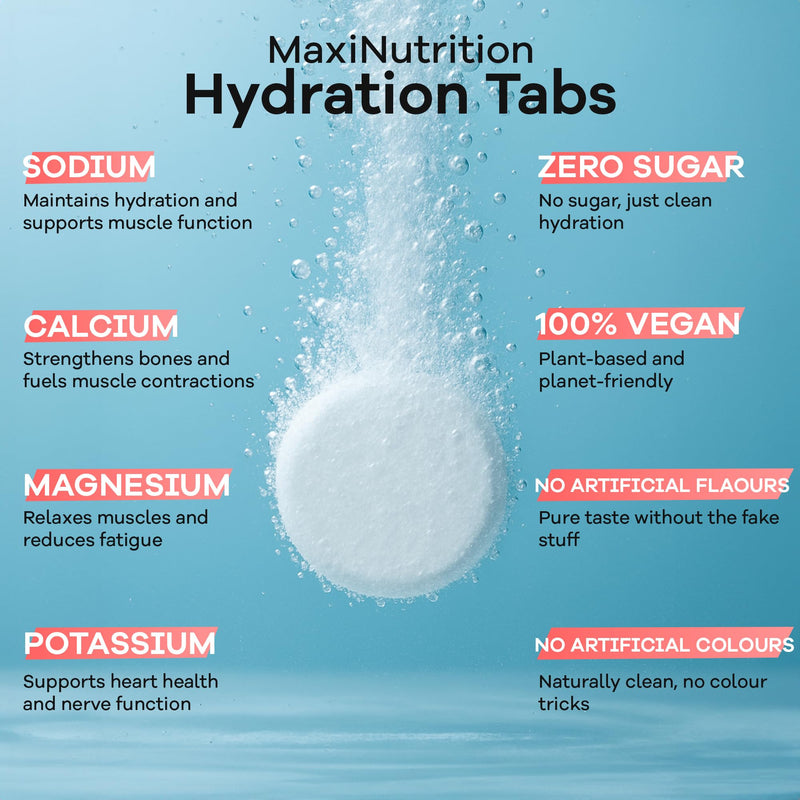 MaxiNutrition Hydration tabs, Green Apple, Zero Sugar| Effervescent Electrolyte Tablets| for Improved Hydration and Recovery | Suitable for Vegans and Vegetarians | 6 x 10 Tablets (6 Pack)