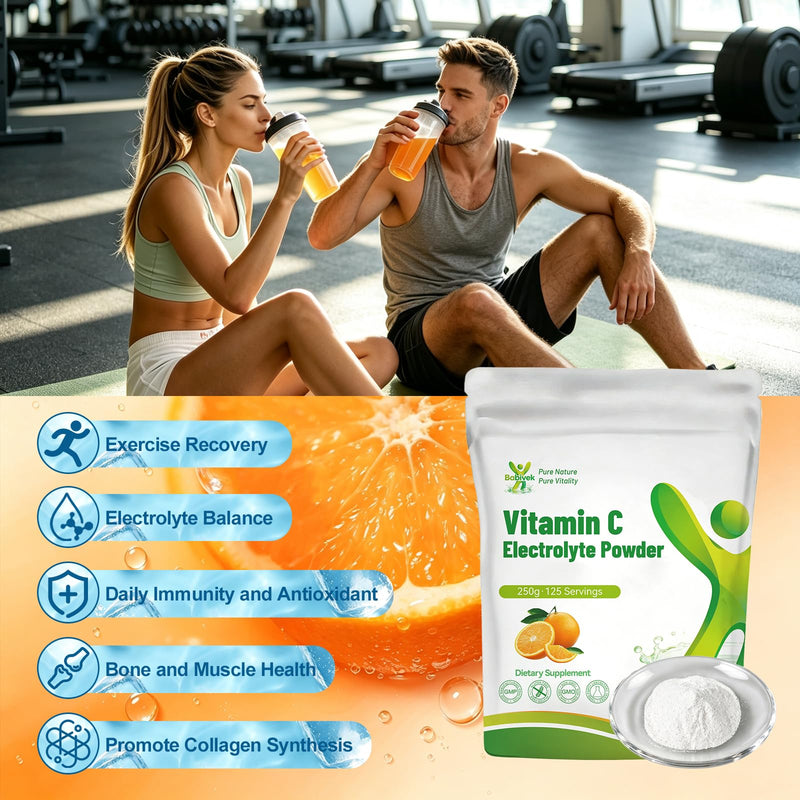 Sodium Free Electrolyte Powder with 1000mg Vitamin C Orange Flavor | Sugar Free 250g Vegan Keto Low Sodium Hydration Supplement for Adults & Kids, Gluten Free, Non-GMO, No Additives, Plant-Based