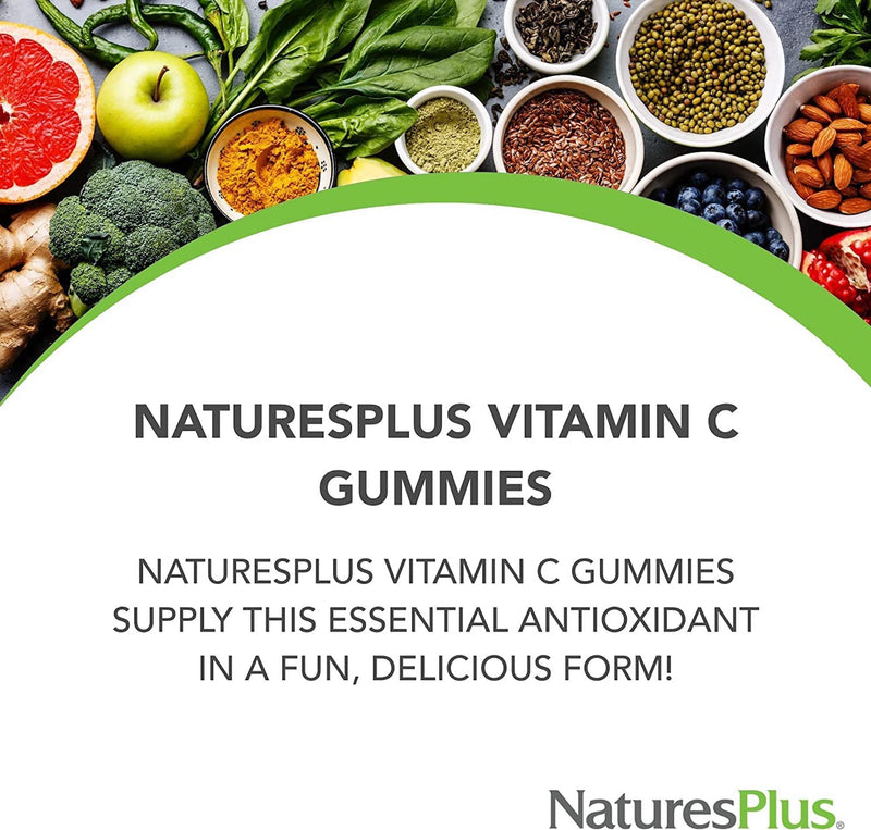 NaturesPlus Gummies Vitamin C Orange - Nutritious and Delicious Gummies for Collagen, Immune Function - Vegan, Gluten Free, Non-GMO - 75 Gummies 1 count (Pack of 1)