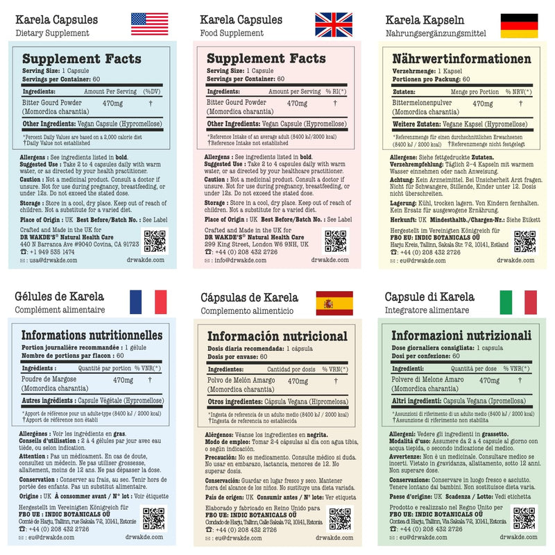 [Australia] - DR WAKDE'S Karela Capsules (Bitter Gourd, Bitter Melon, 60 Veg Caps, Plant-Based Supplement, Ayurvedic Herb, All Natural, Vegan) 