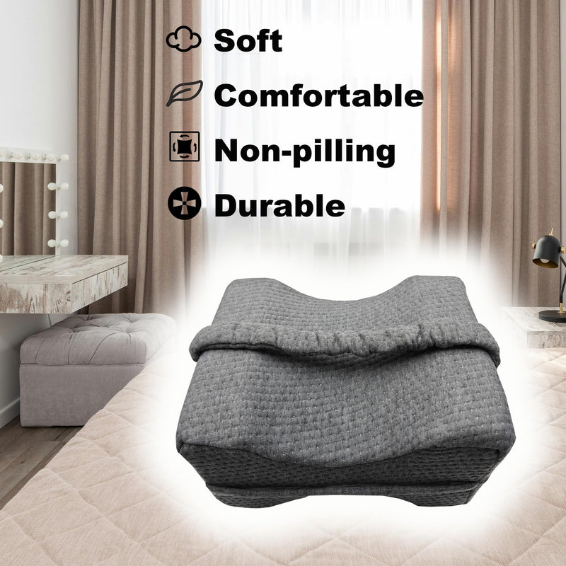 [Australia] - Replacement Pillowcase Pillow Cover with Fixed Elastic Strap for Knee Pillow-Cover ONLY (Grey) Grey 