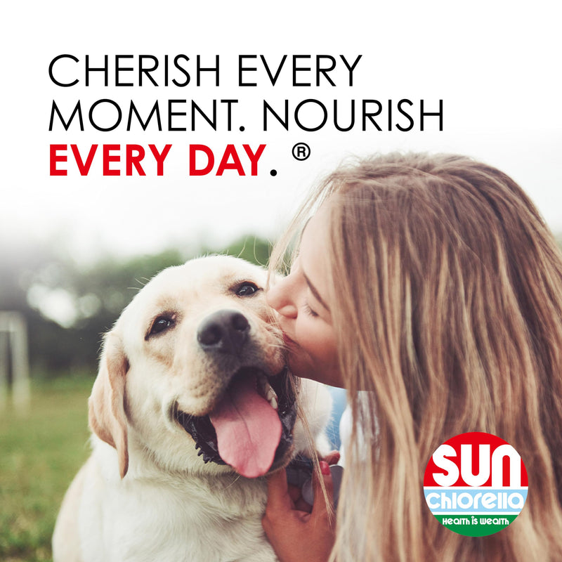 Sun Chlorella Sun Pet Treats Green Superfood Cat & Dog Supplement - Chlorophyll Eleuthero & Lecithin, Minerals, Antioxidants & Vitamins for Dogs & Cats - Immune Defense, Skin & Gut Health - 120 Bites - PawsPlanet Australia