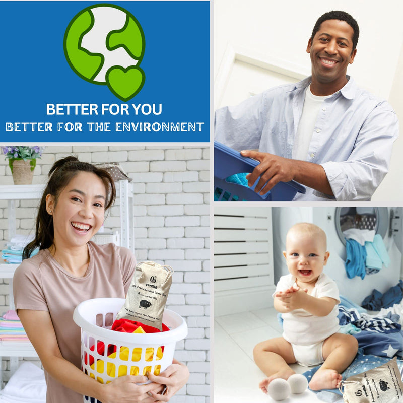 [Australia] - Wool Dryer Balls Organic Premium | 6 Balls XL, Ethically & Humanely Made, Natural Fabric Softener, Laundry Dryer Balls Reusable, Wrinkle Release, Organic Fabric Softener Ball, Say No! to Dryer Sheets 1 Pack of 6 Balls (XL) 