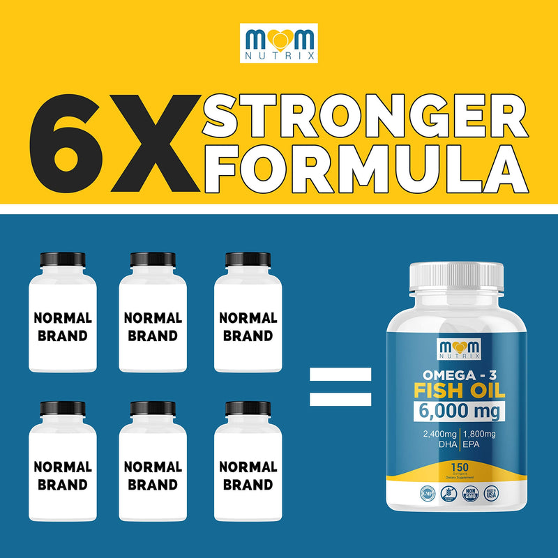 [Australia] - Omega 3 Fish Oil 6000 Mg with Maximum EPA DHA - Supports Brain, Liver, Heart & Immunity - Made in The USA - 150 Softgels 