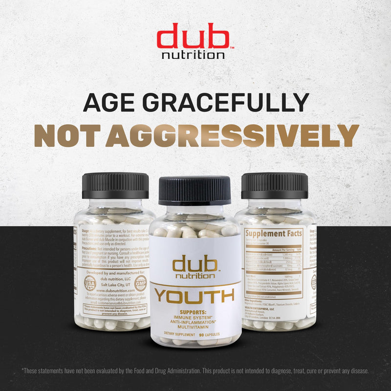 Youth - Daily Wellness Formula - 90 Capsules | Contains Resveratrol, CoQ10, Alpha-Lipoic Acid, Vitamins C & D, Features Daily Wellness Nutrients & Plant Extracts Daily Use